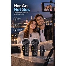 Astraltech If Kablosuz Çift Yaka Mikrofonu Gürültü Azaltma ve Dijital Ekranlı