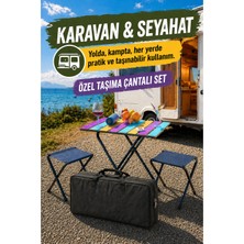 Bino Kamp Masası Seti 2 Tabureli Taşıma Çantalı Katlanır Piknik Masa Balıkçı Tipi