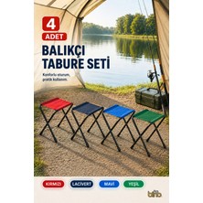 Bino 4 Adet Katlanır Balıkçı Taburesi Kamp Bahçe Piknik Plaj Taşınabilir Tabure Seti