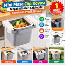 NW NessiWorld If Mini Masa Çöp Kovası Plastik Tezgah Altı Geri Çekilebilir Yapışkanlı Görünmez Bölme Pratik (Adet Fiyatıdır)