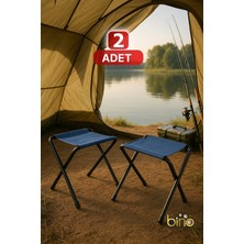 Bino 2 Adet Katlanabilir Kamp Taburesi Taşınabilir Metal Gövdeli Balıkçı Sandalye Seti Outdoor Plaj Bahçe