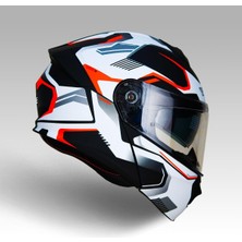 Str Store 935SV Kask Çene Açılır Motosiklet Mat Siyah Beyaz Çift Vizör Uv Bluetooth Yuvalı Ece 22.06 Mıps