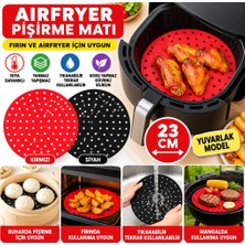 NW NessiWorld If Siyah Isıya Dayanıklı Yıkanılabilir Silikon Fırın ve Airfryer Yuvarlak Model Pişirme Matı 23 cm