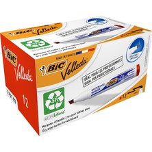 Str Store Bıc 1751 Eco Kesik Uçlu Beyaz Tahta Kalemi, Kırmızı, 12'li Kutu, 3,7 mm ile 5,5 mm Kalın Uç,kuru Silinebilir Mürekkep
