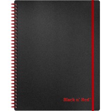 Str Store Black N' Red Defter, Ciltli, Premium Optik Kağıt, Scribzee Uygulaması Uyumlu, Çevre Dostu, Dayanıklı Spiral Cilt, 11" x 8", 70 Çift Taraflı Çizgili Sayfa, 1 Adet (1'li Paket) (K67030)
