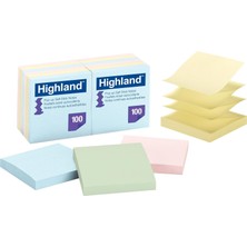 Str Store Highland Pop-Up Yapışkan Notlar, 7,7 x 7,8 Cm, Çeşitli Pastel Renkler, 12'li Paket (6549-PUA)