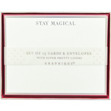 Str Store Düz Notlar, Stay Magical" Tasarımı - 15 Özel Günler Şık Not Kartı ve Zarflar, Güzel Gümüş Süslemeli ve "büyülü Kal" Mesajı, 10,8 cm x 14,0 cm (DFN002)
