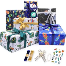 Str Store Hediye Paketleme Kağıdı, Doğum Günü, Bebek Partisi, Gelin Partisi ve Tatiller Için, 6 Yaprak Hediye Paketleme Seti