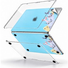 Str Store MacBook Air 13.6 Inç Kılıf M2 M3 M4 M5 Uyumlu A2681 A3113 A3240 A3449 Kristal Parlak Şeffaf Sert Hard Case + Kedi Desenli 3m Sticker + Klavye Koruyucu 3'lü Set Açık Yeşil