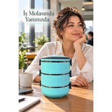 İlkyaz Fashion If Taşıma Saplı Üç Katlı Beslenme Kutusu Sızdırmaz Kapaklı