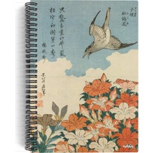 Str Store Katsushika Hokusai/cuckoo And AZALEAS,1834 | Spiralli Defter 26 | A5 | Çizgili | 100 Sayfa | Okul (Düz)