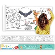 Str Store Çocuk Çizim Rulosu, 300X38CM Büyük Boy Dıy Yapışkan Duvar Boyama Kağıdı, Hayvan Figürlü Bölümlü Çizim Seti, Kız ve Erkek Çocuklar Için Parti ve Sanat Aktivite Malzemesi