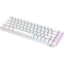 Str Store MK68 Lunor Rgb Mekanik Gaming Oyuncu Klavyesi, 68 Tuş Kompakt, Bluetooth + 2.4g Kablosuz & Kablolu, Huano Red Switch, Anti-Ghosting, Beyaz,%65
