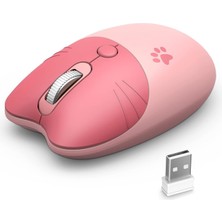 Str Store Mofii Wireless Mouse Renkli Kedi Tasarım Kablosuz Sessiz Bilgisayar Notebook Laptop Için Fare Pilli Mouse USB Nano Receiver Tak Çalıştır Pembe (Pembe)