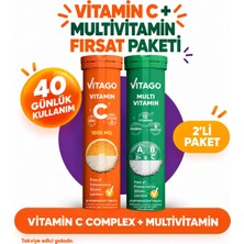 2’li Paket - Vitago Vitamin C + Vitago Promultivit Multivitamin, 20'li Efervesan Tablet