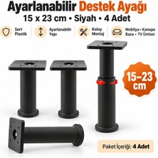 Golwo Ayarlanabilir Destek Ayağı 15 x 23 cm Siyah Ayak Mobilya Kanepe Baza Koltuk Ünite (4ADET) Ayk