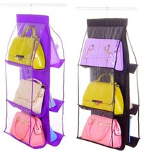 TCX Ergonomik 6 Gözlü Şeffaf Dolap Içi Çanta Organizer Askılık