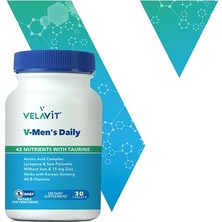 Velavit V-Men's Daily 30 Tablet Türkiye Menşeli 42 Besin Maddesi İçeren Takviye