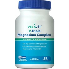 Velavit V-Triple Magnesium Complex 60 Tablet Vegan İçerik ile Zenginleştirilmiş Magnezyum Takviyesi
