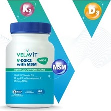 Velavit V-D3k2 With MSM 60 Tablet D3 ve K2 Vitaminleri İçeren Takviye