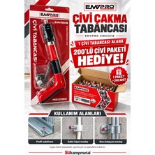 Emvpro EMV5618 Beton Çivi Çakma Tabancası – 1 Paket 200 Adet Barutlu Çivi Hediyeli