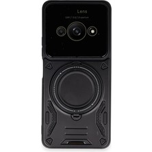 Xiaomi Poco C61 Kılıf Joy Lens Standlı Kapak - Siyah