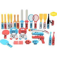 Cosmostech 30'u 1 Arada Spor Aksesuar Seti CS2169 – N. Switch ve Switch OLED ile Uyumlu Tenis, Golf, Raket, Joy-Con Tutacağı ve Bacak Bantlı Oyun Kiti