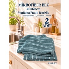 Emoev 2'li Yüksek Emici Mikrofiber Mutfak Kurulama Bezi Çizgili Mutfak Havlusu 40X60 cm