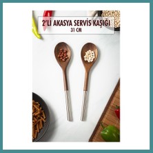 Trendexa Akasya 2 Li Servis Kaşığı & Sunum Kaşığı & Salata Servis Seti Mac