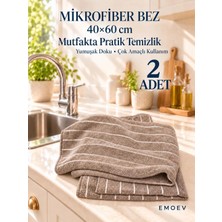 Emoev 2'li Yüksek Emici Mikrofiber Mutfak Kurulama Bezi Çizgili Mutfak Havlusu 40X60 cm