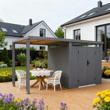 Divona Home Shade Prefabrik Metal Bahçe Depolama Evi ve Pergola Seti (4.53 M2+4.14 M2)