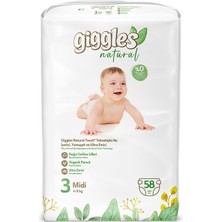 Giggles Natural Bebek Bezi Jumbo Paket Midi 58 Adet