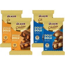 Tr Ülker Dolu Dolu Sütlü Çikolata, Bütün Fındıklı ve Bademli, 80G, 4'lü Karma Paket