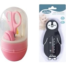 Kadıoğlu Ticaret Bebek Bakım Seti (Tırnak Makası Seti+Banyo Termometresi) Pembe Siyah ART-01-502