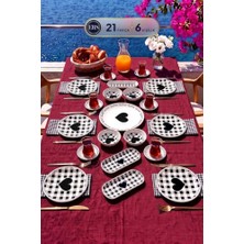 Kadıoğlu Ticaret Black Heart 21 Parça 6 Kişilik Kahvaltı Takımı
