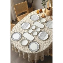 Kadıoğlu Ticaret 14 Parça 6 Kişilik Stackable Sio Savior Kahvaltı Takımı Lüx Kahvaltılık Sunum Takımı Tabağı, Siyah