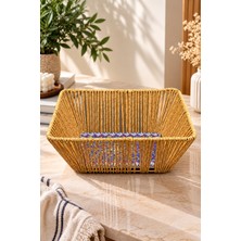 Yzhome Rattan Plastik Çini Desen Ekmeklik Sepet Düzenleyici Organizer 28*22*11CM