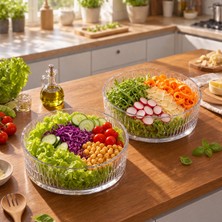 Snippy Neat - 2'li Cam Salata Sunum Servis Makarna Kasesi 20 cm