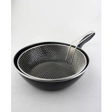 Kadıoğlu Ticaret Wok Tava, Tek Sap Kalın Emaye Büyük Boy Kızartma Tavası Fritöz 26 cm