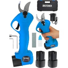 Kadıoğlu Ticaret Alman 128 Vf 10 Ah Kömürsüz Motor Akülü Bağ Makası Dal Budama Kesme Makası Makinesi Çantalı Mavi