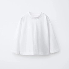 Dereff Unisex Basic Oversize Uzun Kol T-Shirt (Beyaz) 3-4 Yaş