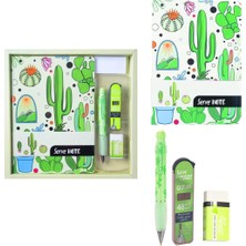 Serve Deep Elma Yeşili Kırtasiye Hediye Seti - Defter, 0.7 mm Uçlu Kalem, 2b Min ve Silgi (Sv-Ntsetdeykt)