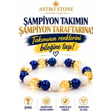 ASTRO STONES Fenerbahçe Sarı Lacivert Renkli Doğal Taş Taraftar Bilekliği 8 mm Sitrin - Mavi Akik - Beyaz Akik Hematit