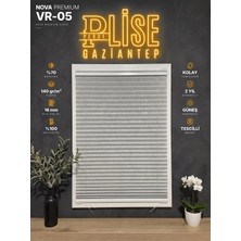 Plise Perde Gaziantep Nova Premium Plise Perde VR-05 Gri Vidalı Montaj Cam Balkon ve Pencere Perdesi Ölçüye Özel %70 Kapatma Güneşlik