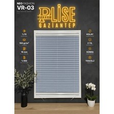 Plise Perde Gaziantep Neo Fashion Plise Perde VR-03 Mavi Kancalı Delmeden Montaj Cam Balkon ve Pencere Perdesi Ölçüye Özel %70 Kapatma 150 gr Kumaş