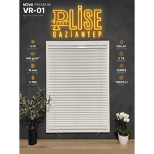 Plise Perde Gaziantep Nova Premium Plise Perde VR-01 Beyaz Vidalı Montaj Cam Balkon ve Pencere Perdesi Ölçüye Özel %70 Kapatma Güneşlik