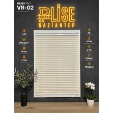 Plise Perde Gaziantep Nano Pro Plise Perde VR-02 Krem Vidalı Montaj Cam Balkon ve Pencere Perdesi Ölçüye Özel Isı Yalıtımlı 300 gr Kumaş