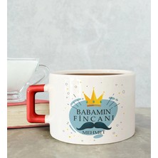Bk Gift Kişiye Özel Babalar Günü Tasarımlı Kırmızı Kulplu Çay & Kahve Fincanı-2, Babaya Hediye, Babalar Günü Hediyesi