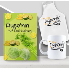 BK Gift Kişiye Özel Isimli Mutfak Önlüğü Kupa ve Yemek Tarif Defteri Hediye Seti-5