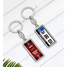 BK Gift Kişiye Özel Plakalı Dünyanın En Iyi Babası Tasarımlı Çift Taraflı Metal Krom Anahtarlık-4